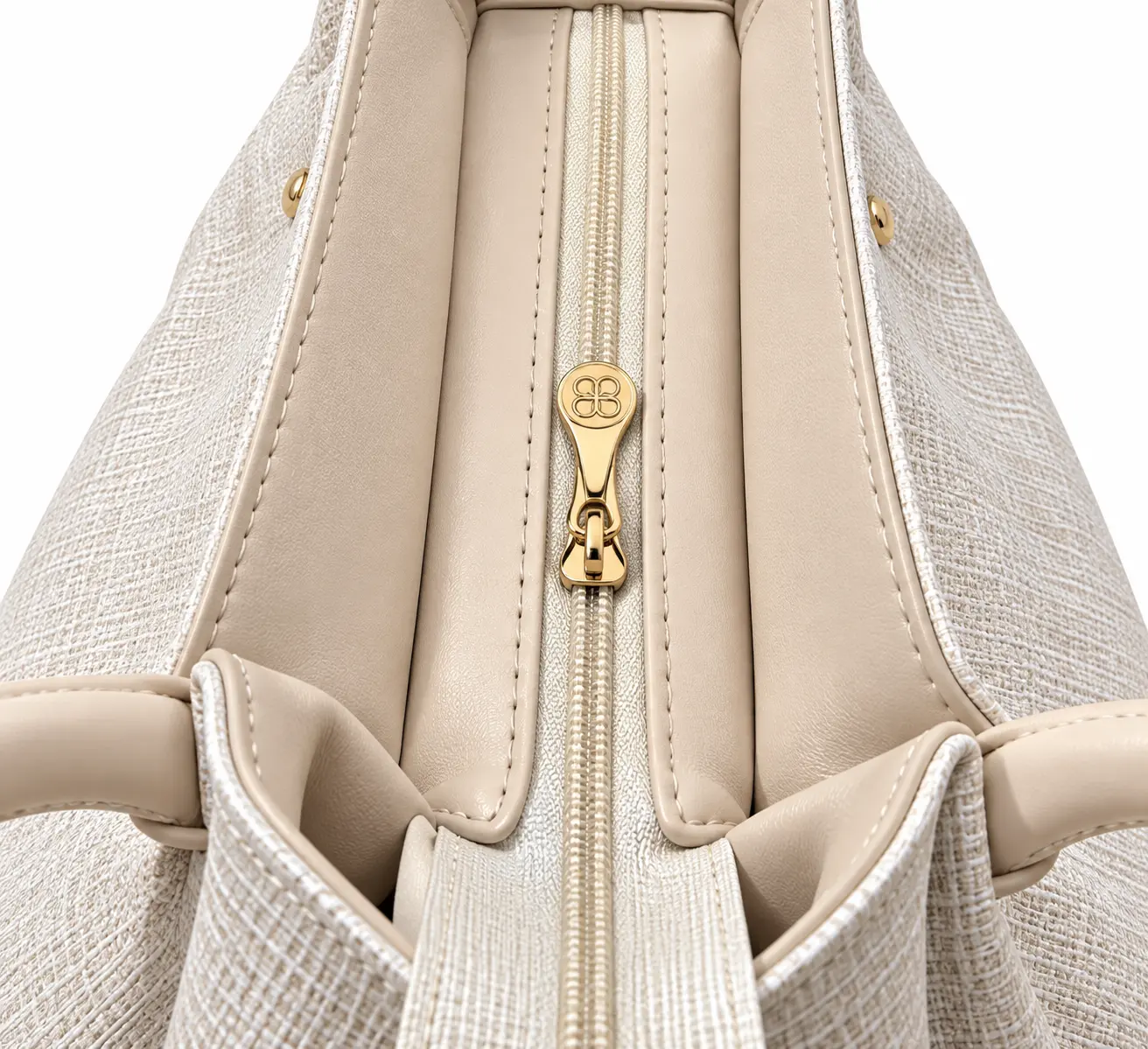 Ivory Stripe Leather Tote Bag